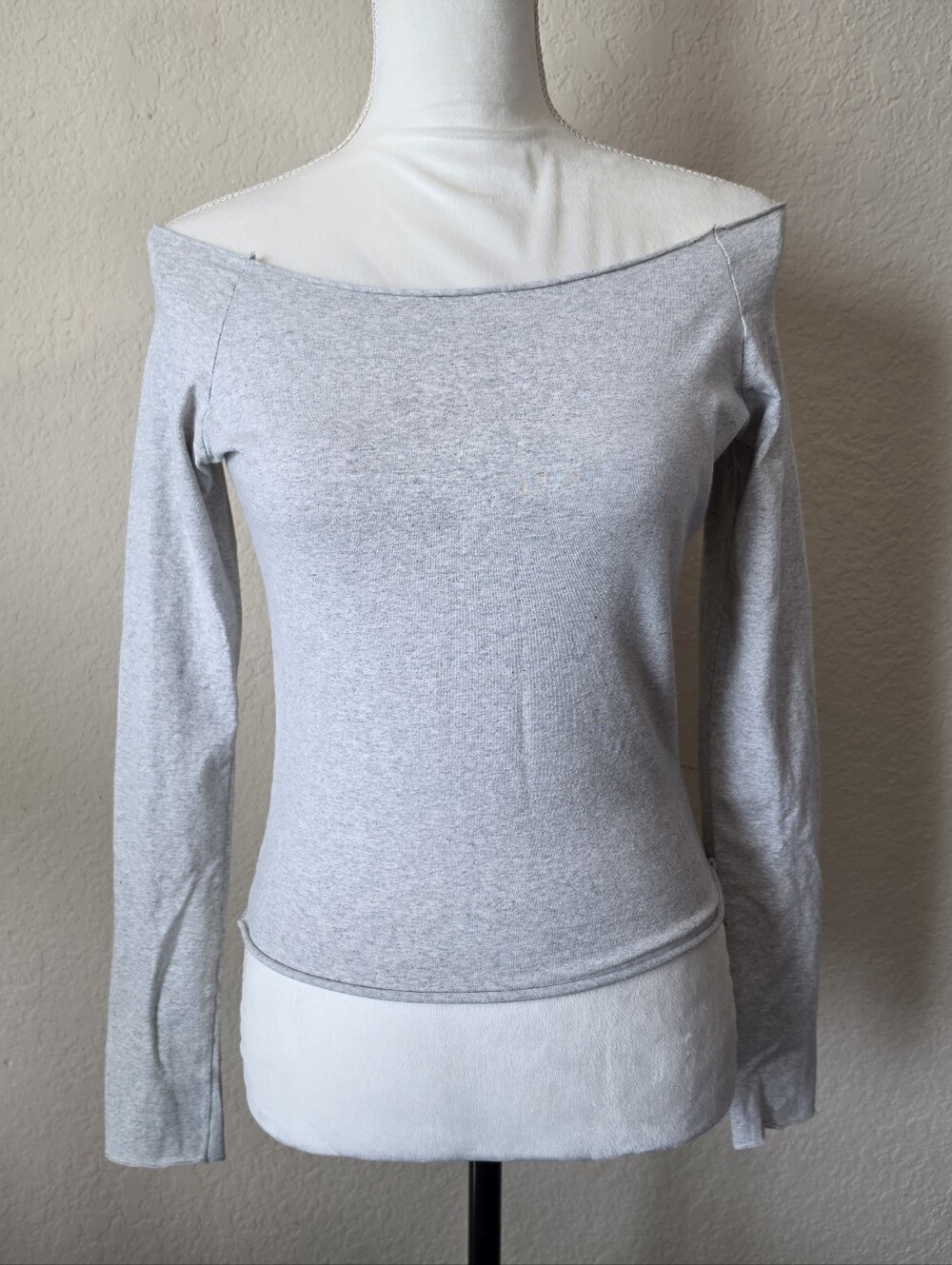 Brandy Melville Gray Off The Shoulder Long Sleeve Top